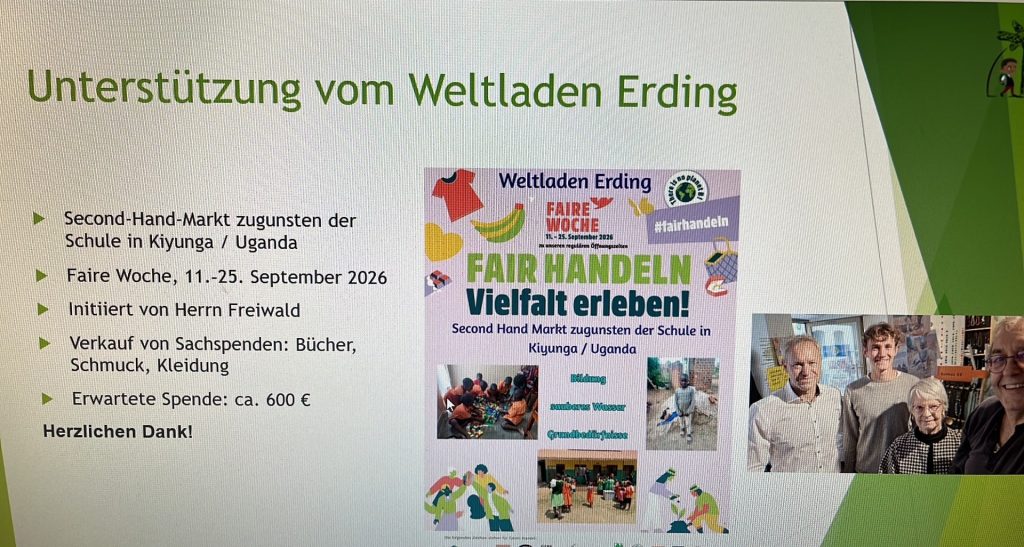 Folie zur Unterstützung durch den Weltladen Erding